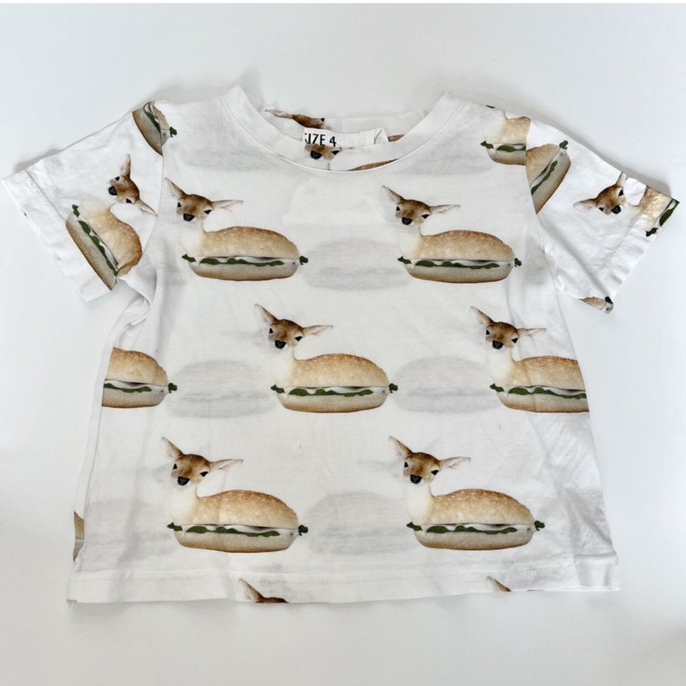 Caroline Bosmans Hotdog Deer Graphic T Shirt Size 4